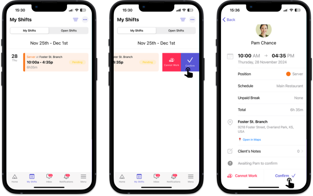 Confirm/reject an assigned shift – Camelo Help Center