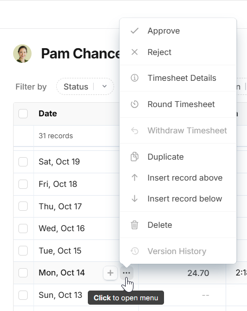 Timesheet Rejected Approve and reject timesheets – Camelo Help Center